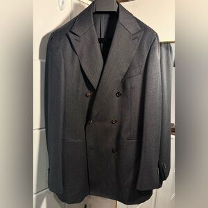 SUITSUPPLY Charcoal Calvary Twill DB Havana Jacket 46R